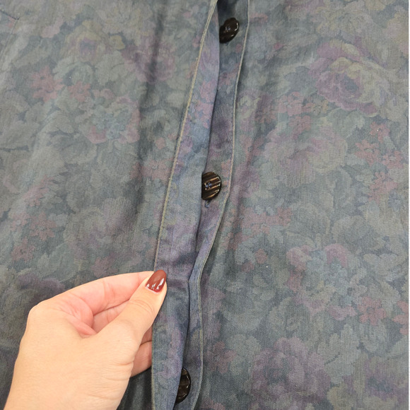 1980s London Fog Floral Water Resistant Wool Lined Transitional Trench Coat 12P - Picture 4 of 15